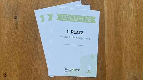 Urkunden-Set für Bürogolf-Turnier